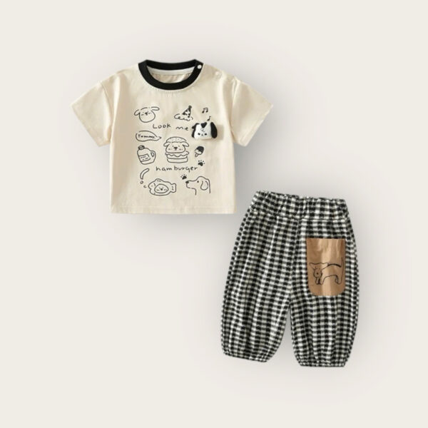 da53debf7b0ac954901b3 Bộ hè tay ngắn hình chú cún & Hamburger