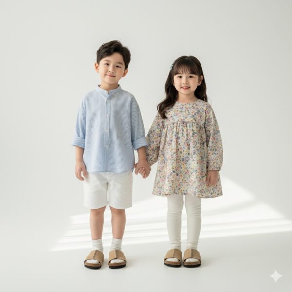 Dép Birken trẻ em style Vây cá mập nâu