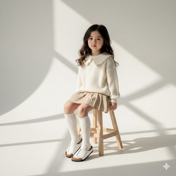 Dép Birken trẻ em style Vây cá mập trắng